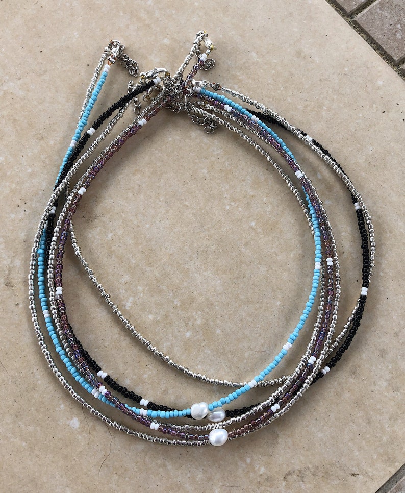 Beaded layering necklace set seed bead necklace set single Etsy