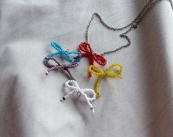 Bow pendant, bow charm, beaded bow pendant, pendant for necklace, pendant for earrings