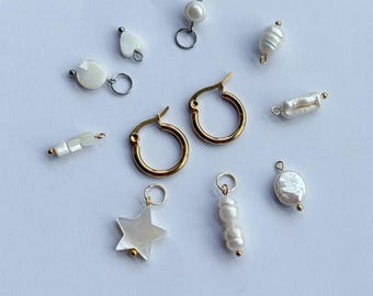 Charms for earrings, mismatched pendants, handmade pendant, pearl pendant, boho jewelry