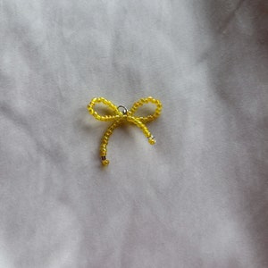 Bow pendant, bow charm, beaded bow pendant, pendant for necklace, pendant for earrings Yellow