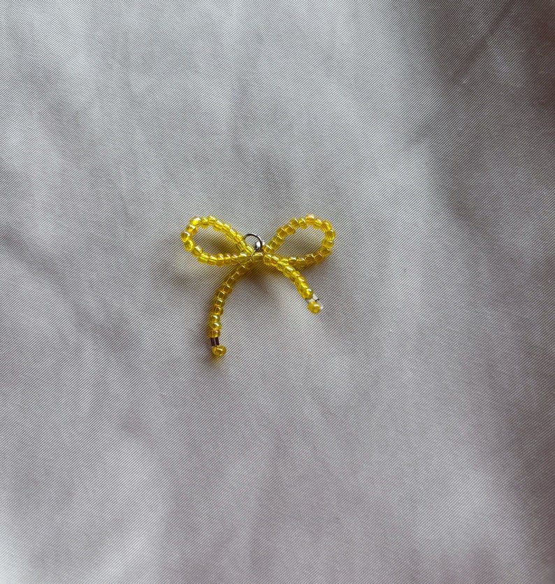 Bow pendant, bow charm, beaded bow pendant, pendant for necklace, pendant for earrings Yellow