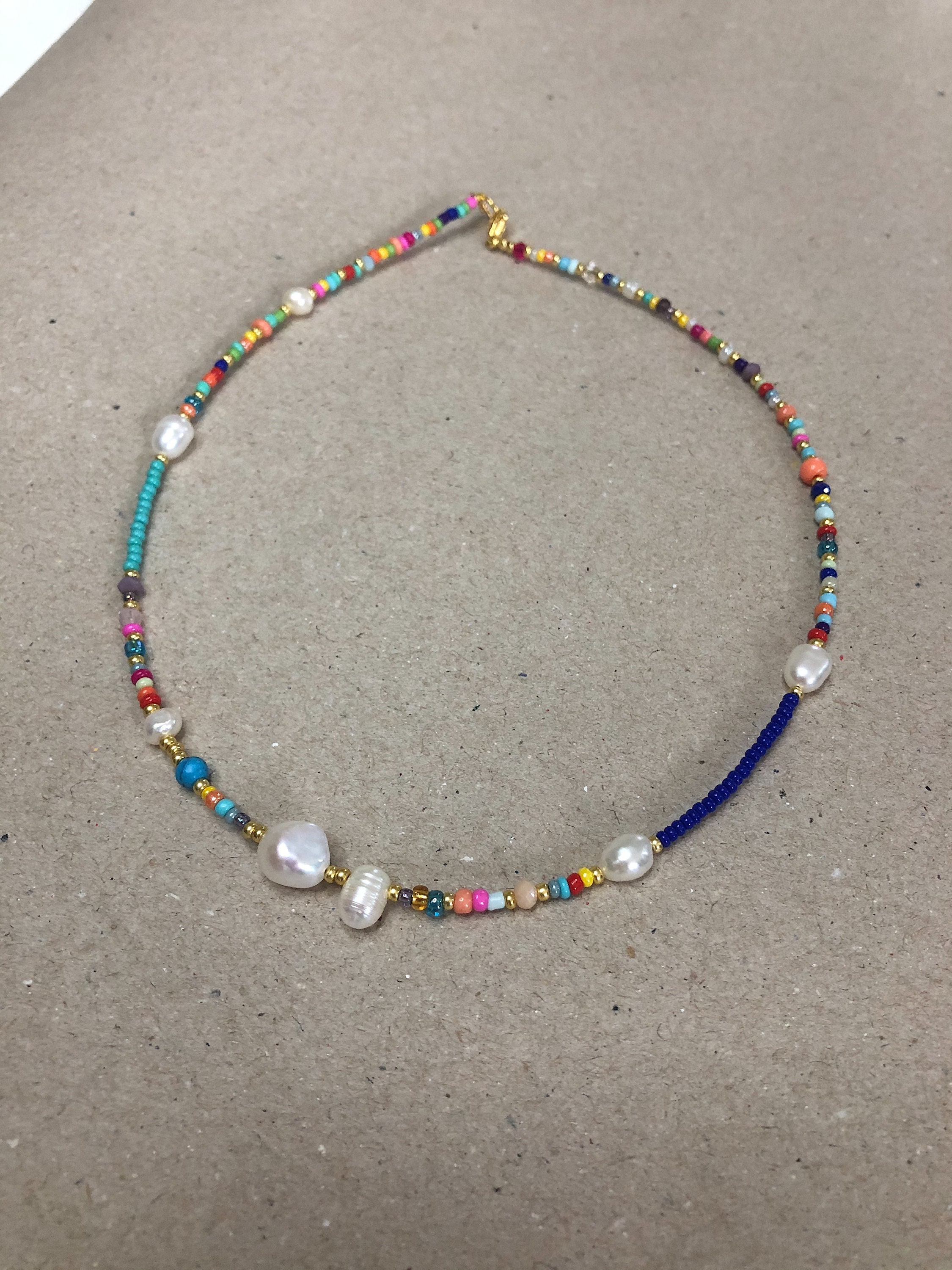 Seed Bead Necklace Beaded Necklace Colorful Necklace - Etsy