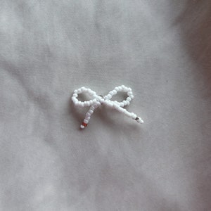 Bow pendant, bow charm, beaded bow pendant, pendant for necklace, pendant for earrings White