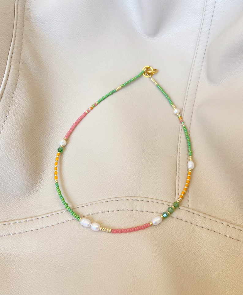 Colorful necklace , beaded necklace y2k, summer necklace, beaded necklaces image 5