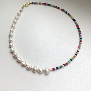 Pearl necklace, beaded necklace, real pearl necklace, y2k necklace image 4