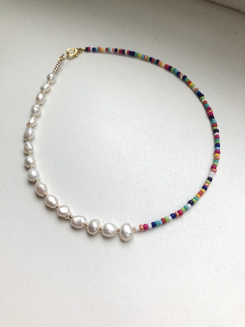 Pearl necklace, beaded necklace, real pearl necklace, y2k necklace image 4