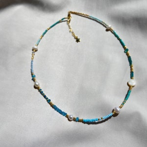 Blue necklace, glass bead necklace , beads necklace, layering necklace image 7