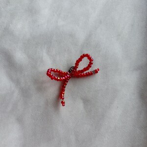 Bow pendant, bow charm, beaded bow pendant, pendant for necklace, pendant for earrings Red
