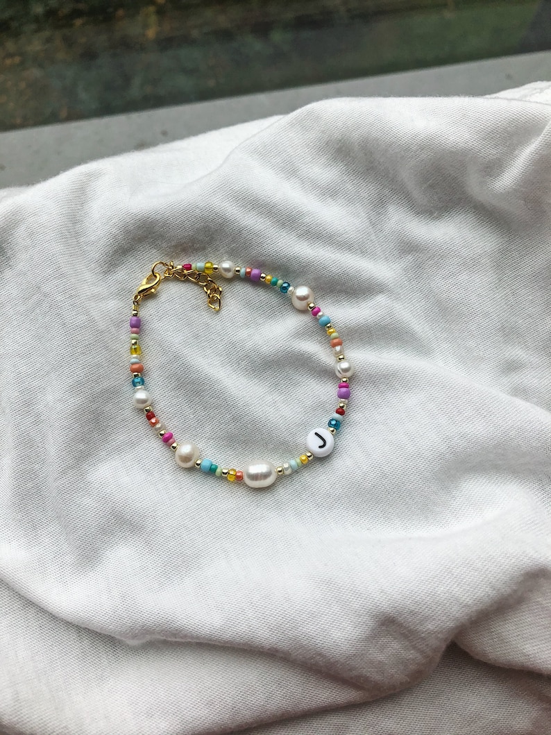 Pearl bracelet, seed bead bracelet, custom name bracelet image 3