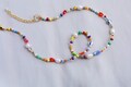 Flower necklace beaded necklace daisy necklace rainbow necklace product logo