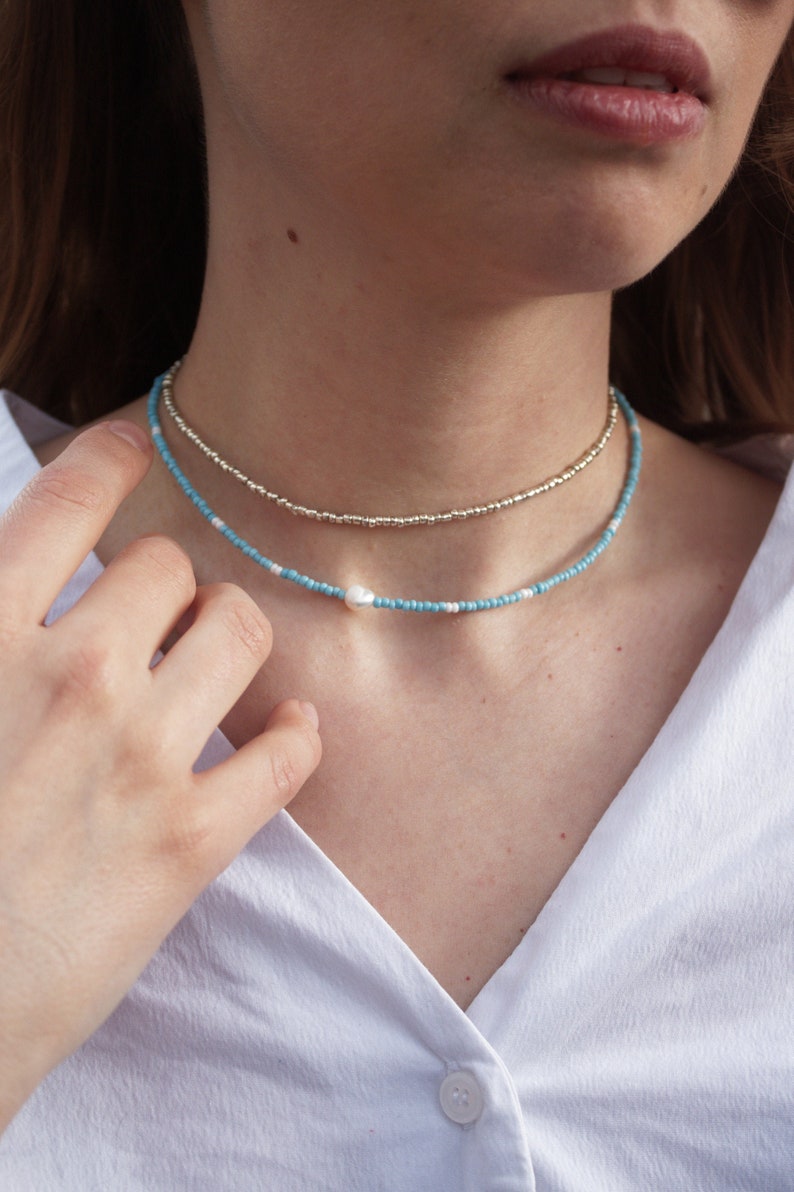 Beaded layering necklace set seed bead necklace set single Etsy