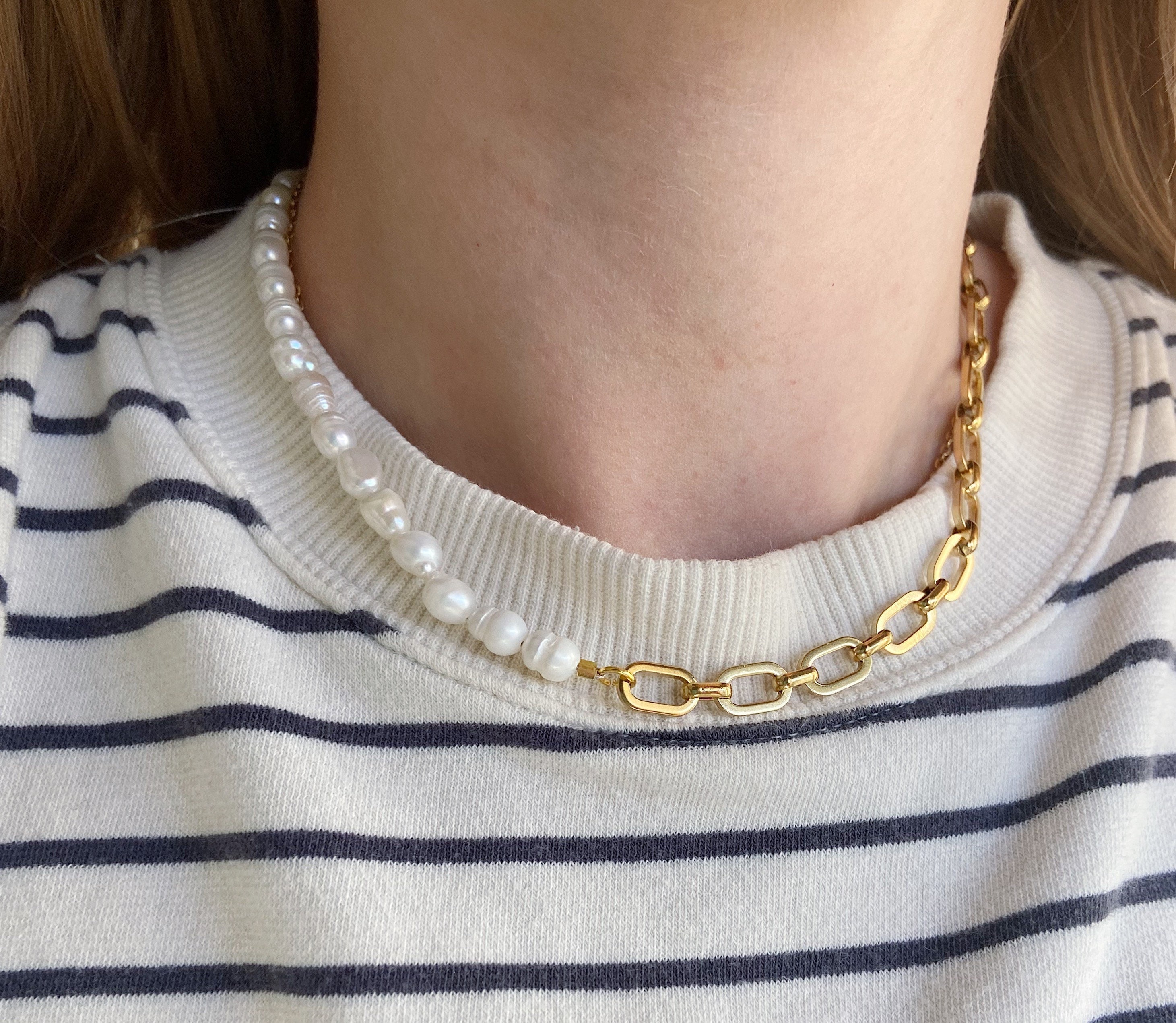 ◆VINTAGE HOLLYWOOD◆ Chain Half Pearl Necklace VH25NNNE171V il_fullxfull.4438218902_j4ko.jpg