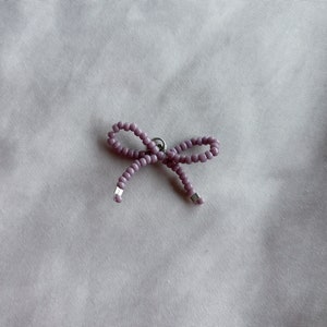 Bow pendant, bow charm, beaded bow pendant, pendant for necklace, pendant for earrings Purple