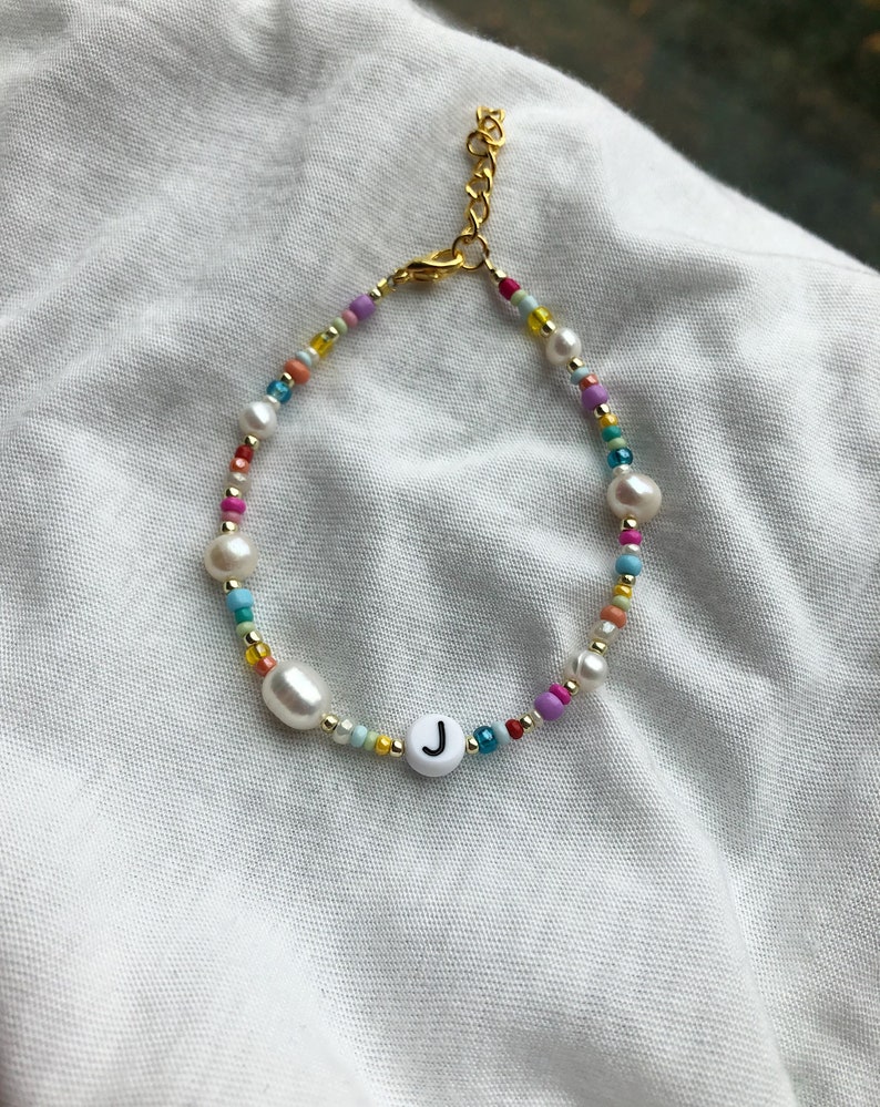 Pearl bracelet, seed bead bracelet, custom name bracelet image 4