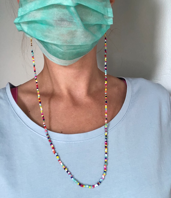Beaded Chain Face Mask Mask Lanyard Adult Mask Strap Beaded Etsy