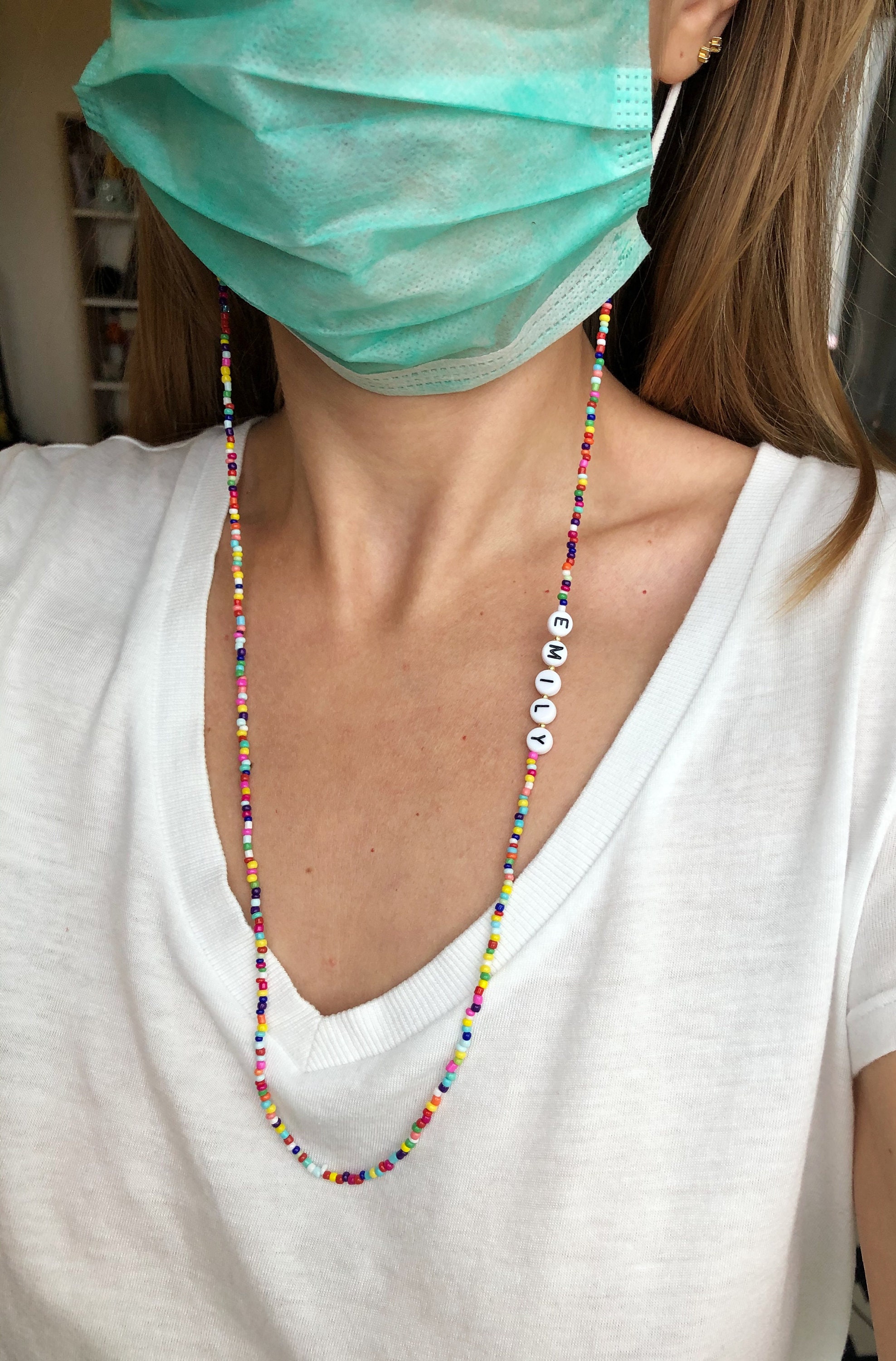 Mask lanyard holder beaded face mask chain mask lanyard kids Etsy