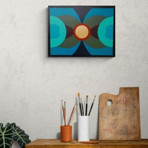 Original Acrylic Abstract Geometric Artwork, Titled Echoes in Motion, by Richard Andreucetti Irish Visual Artist.