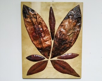 Abstract Copper Wall Artwork, Titled Autumn Leaves, by Richard Andreucetti Irish Artist