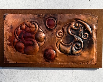 Celtic Wall Artwork in copper, Titled Celtic Shield Motif, by Richard Andreucetti Irish Artist, Handmade in the West of Ireland