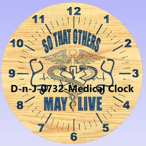 2d Dxf Svg,  CNC Model, Medical Clock, First Responder Clock, D-n-J-0732- Medical Dept. Clock-1A