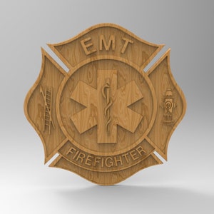 Emergency Medical Tech Badge, 3d Stl Models, CNC Model  Emergency Medical Technician Badge, EMT, Fire Emergency, D-n-J-0364-EMT Badge