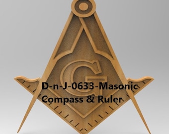 3d Stl Models, CNC Model, Masonic Compass - Ruler, D-n-J-0633-Masonic Compass - Ruler