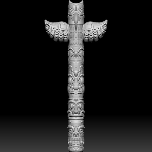 3d Stl Models, Totem Pole-1, Native American, D-n-J-1035-Totem Pole-1