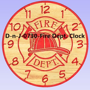 2d Dxf Svg,  CNC Model, Fire Dept. Clock, First Responder Clock, D-n-J-0730-Fire Dept. Clock-1A