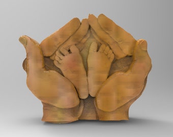 3d, Stl. Birth Announcement, 3d Stl Models, CNC Model , Baby Model, New Born Model, Birth Anouncement, D-n-J-0365-Newborns Feet