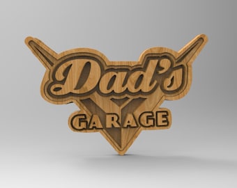 3d Stl Models, 2d,Dxf, Svg, CNC Model, Dads Garage Sign, Garage Sign, D-n-J-0308