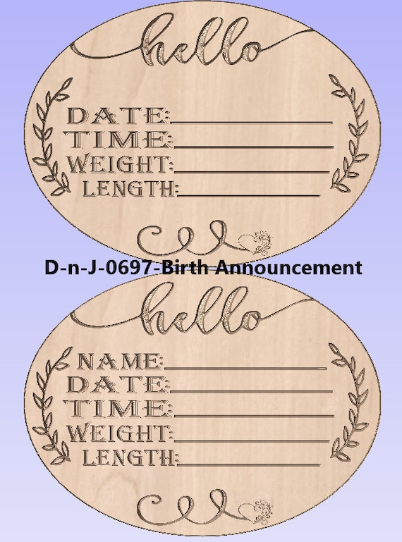 Download 2d Dxf Svg Cnc Model Baby Announcements Plaque New Born Etsy