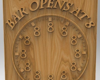 3d Stl Models, CNC Model,  Bar Clock, Clock, D-n-J-0082-0083-Dans-Bar-Clock