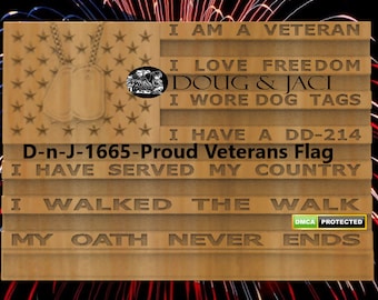 3d, Stl, 2d-DXF-SVG-Veterans, Military, Patriotic, D-n-J-1665-Proud Veterans Flag.stl