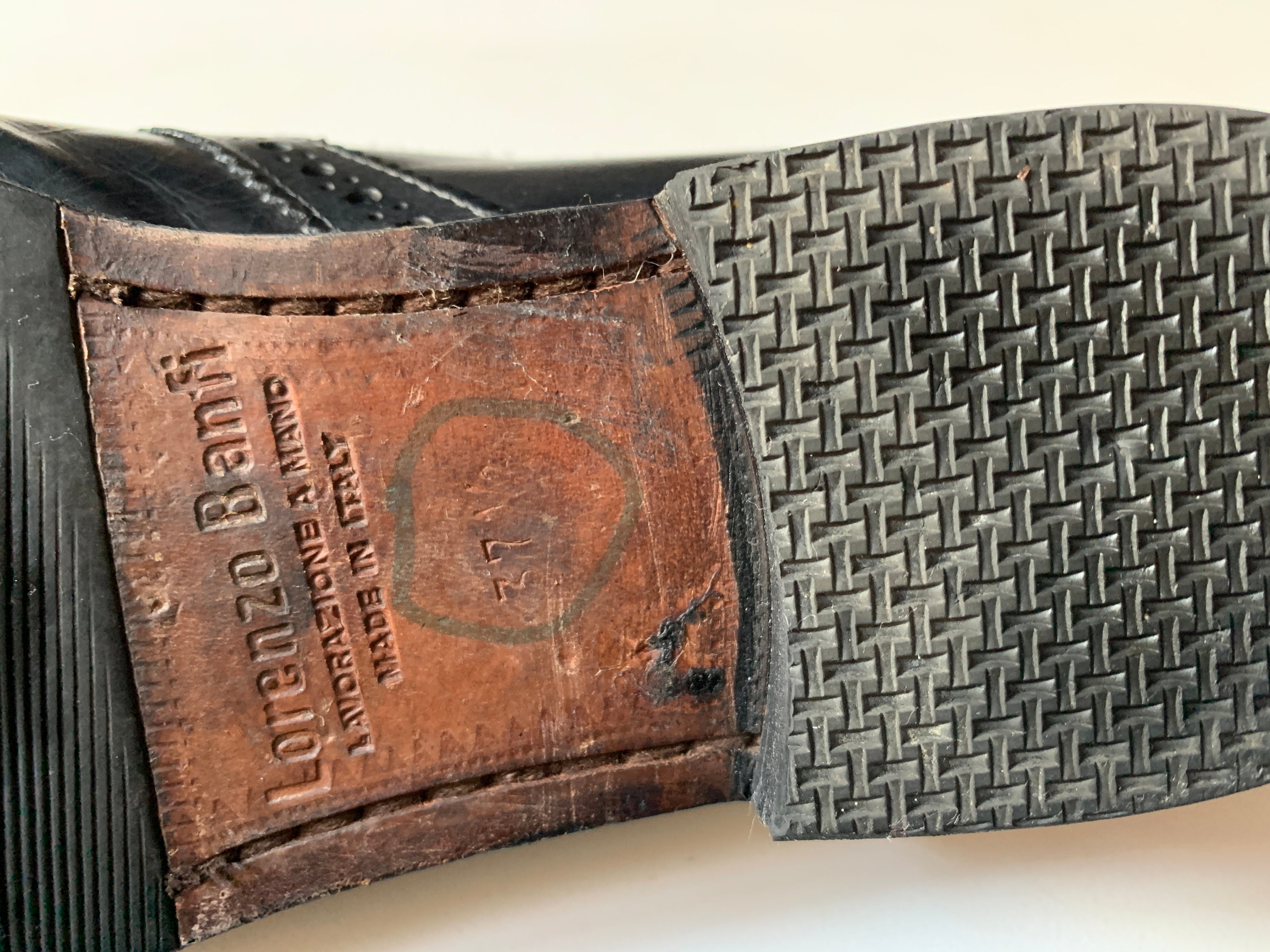 Italian Wingtip Brogue Shoes Leather 37 24cm Slip on Vintage 