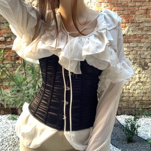 Gorset klepsydrowy pod biustem M 38 czarny steam punk gotycki lateksowy top vintage
