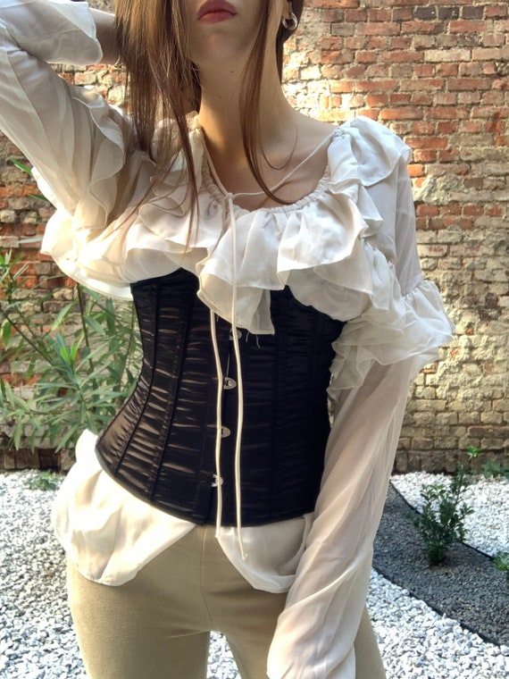 Under Bust Hourglass Boned Corset M 38 Black Steam Punk