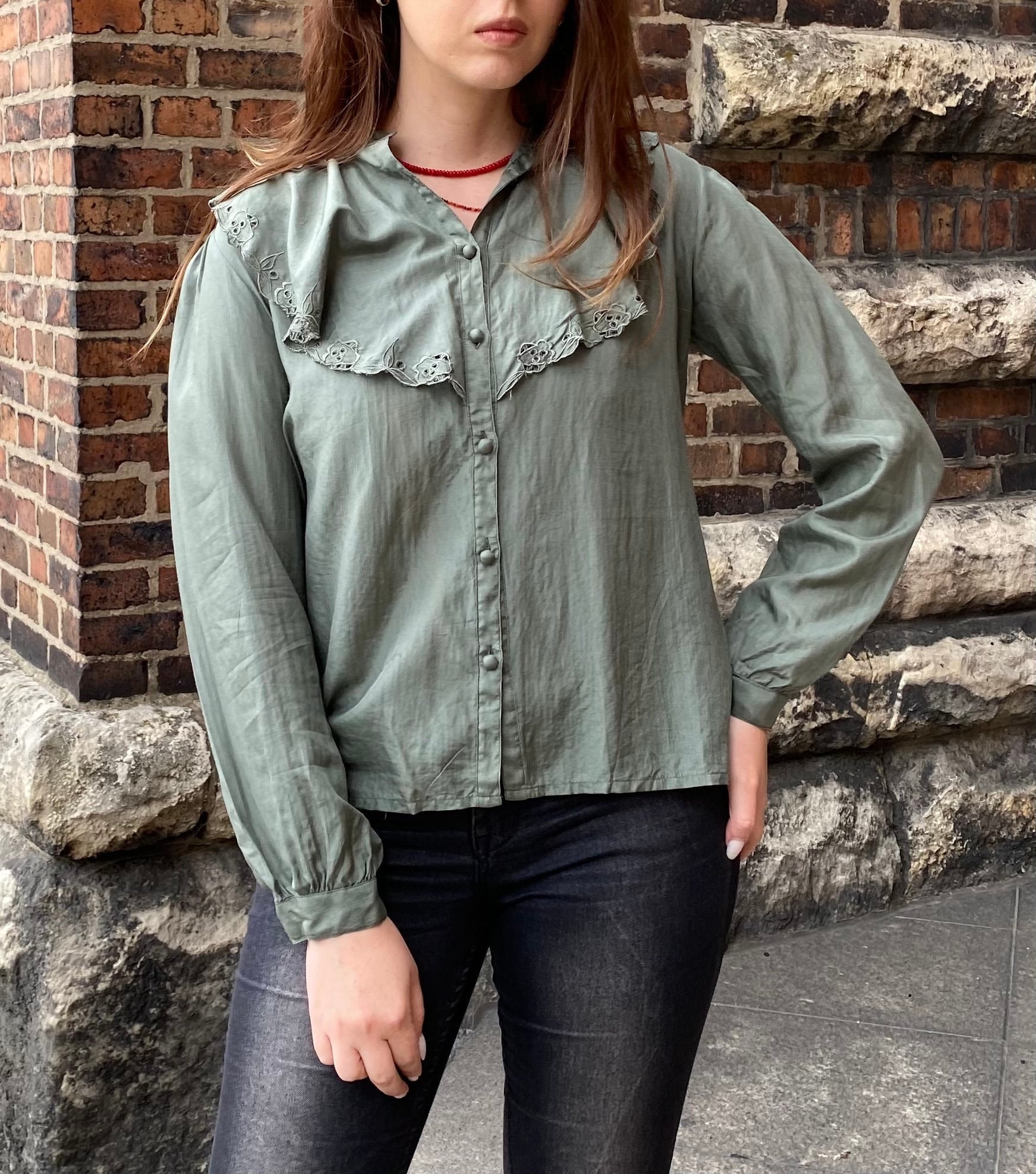 Vintage 70s Silk Ruffle Jabot Top Seide Shirt Victorian Blouse - Etsy
