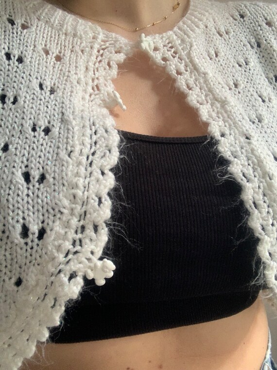 Vintage handmade white crochet pattern top lured … - image 5