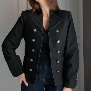 80s  Tyrol Austrian pure wool black jacket, Bavarian jacket, vintage wool blazer,  Austrian jacket, traditional German jacket, wool janker