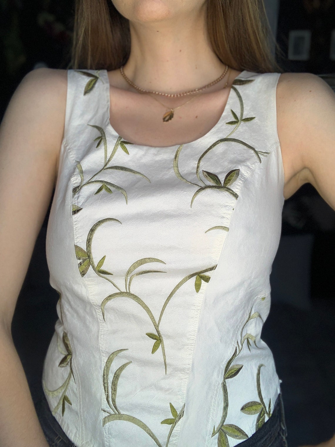 Vintage Silk Corset Top S 36 Floral Embroidered Etsy