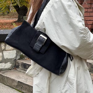 Vintage leather bag, vintage leather handbag, vintage leather purse, black leather bag, 80s handbag, genuine leather bag, retro bag