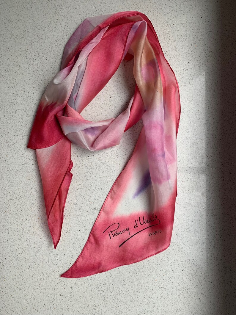 Vintage Silk Scarf 70s 80s Hand Painted Pink Remoy D’urwille Seide - Etsy