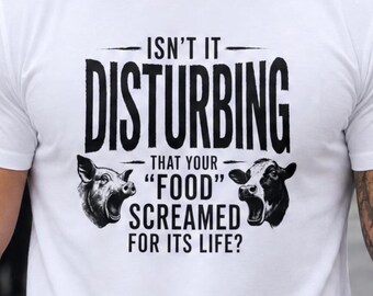Vegan Animal Rights Unisex Shirt, Isn't It Disturbing Tee, Pig and Cow Graphic T-Shirt, Activist Gift, Vegan Protest, Animal Liberation, FTA