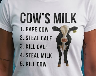 Vegan Women Fitted Shirt Cow's Milk Truth Tee Animal Rights Feminist Vegan Shirt Dairy Industry Awareness Activist Shirt Vegan Girl Shirt