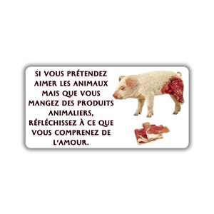 Vegane activist sticker pack paquet collant activisme cochon bacon animal lover j'aime les animaux je ne mange pas de produit animalier fta