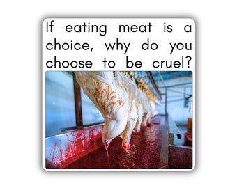 Vegan activist stickers pack If eating meat is a choice why do you choose to be cruel hen sticker chick chicken is not food animal blood fta