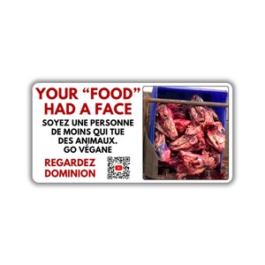 Vegane activist sticker pack paquet collant activiste regardez dominion qr code youtube your food had a face autocollant activiste vegan fta