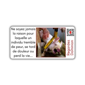 Vegane activist sticker pack paquet collant activiste petit cochon électrocuté agonisant regardez dominion code qr youtube justice animaux