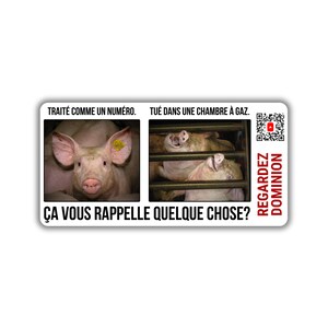 Vegane activist sticker pack paquet collant activiste cochon agonisant chambre à gaz regardez dominion sur youtube défendez les animaux fta