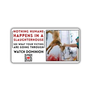 Vegan activist stickers pack nothing humane happens in a slaughterhouse watch dominion documentary on youtube stop animal abuse lamb kill
